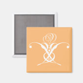 Aimant Peach Retro White Flourd Rose (Recto/Verso)