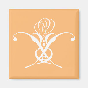 Aimant Peach Retro White Flourd Rose