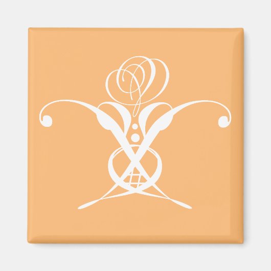 Aimant Peach Retro White Flourd Rose (Devant)
