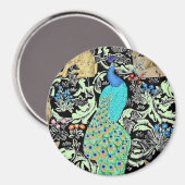Aimant Peacock Art Nouveau Impression, Turquoise & Neutra (Recto/Verso)