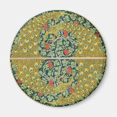 Aimant Peacock Art Nouveau Style rond design complexe (Devant)