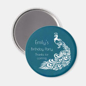 Aimant Peacock blanc sur le Merci Turquoise de fête d'ann (Recto/Verso)