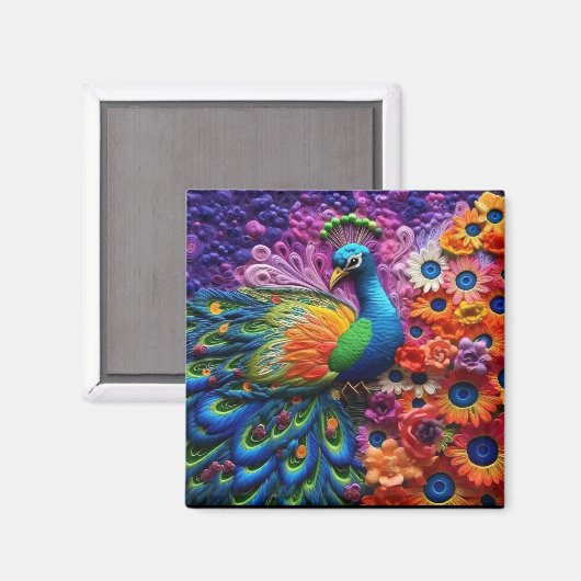 Aimant Peacock coloré 3D (Recto/Verso)