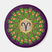 Aimant Peacock Feather Wreath Zodiac Sign Aries (Devant)