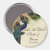 Aimant Peacock & Feathers Formal Enregistrer la date Tan  (Recto/Verso)