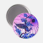 Aimant Peacock oriental parasol japonais cerisier fleurs (Recto/Verso)
