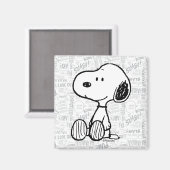 Aimant PEANUTS | Snoopy on Black White Comics (Recto/Verso)