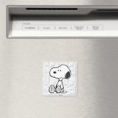 Aimant PEANUTS | Snoopy on Black White Comics (In Situ (Lave-vaisselle))