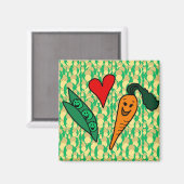 Aimant Peas Lots Carottes, Vert et Orange Design (Recto/Verso)