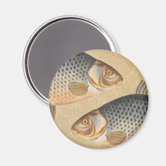 Aimant Pêche à la carpe peinture à l'eau douce (Recto/Verso)