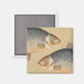 Aimant Pêche à la carpe peinture à l'eau douce (Recto/Verso)