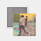 Aimant Pêche à la mouche - Parc national de Yellowstone (Recto/Verso)