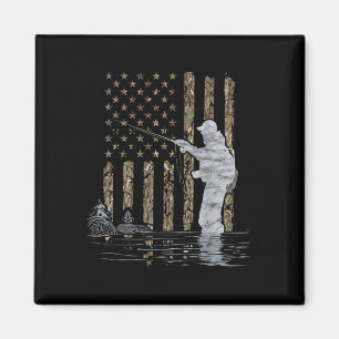 Aimant Pêche à la mouche Pêcheur Drapeau américain Camouf
