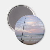 Aimant Pêche à la plage au coucher du soleil (Recto/Verso)