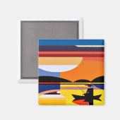Aimant Pêche au coucher du soleil (Recto/Verso)