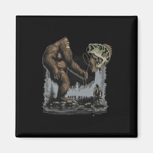 Aimant Pêche Bigfoot Drôle Sasquatch Poisson (Devant)