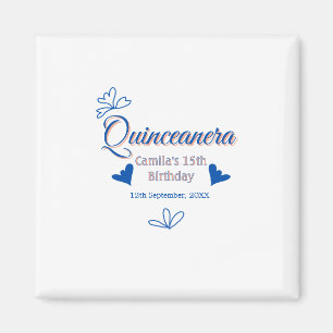 Aimant Pêche bleu quinceanera 15e anniversaire rustique m