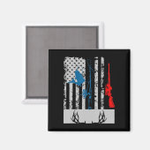 Aimant Pêche Et Chasse Au Cerf Drapeau Américain Pour La  (Recto/Verso)