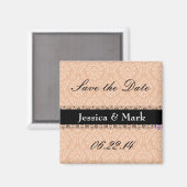 Aimant Pêche et noir Date de sauvegarde Mariage damassé M (Recto/Verso)
