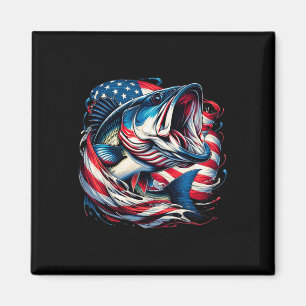 Aimant Pêche Patriotique 4 Juillet Hommes Drapeau América