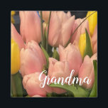 Aimant Pêche personnalisée et Motif de tulipe jaune<br><div class="desc">Custom Peach and Yellow Tulip Motif Grande pour grand-mère,  maman,  enseignants,  et toute personne spéciale. Ajoutez simplement un titre ou leur nom.</div>