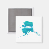 Aimant Pêche Saumon de la vague de l'Alaska (Recto/Verso)
