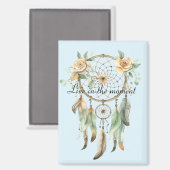 Aimant Pêcher Plumes florales vertes Dream Catcher (Recto/Verso)