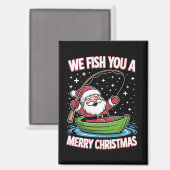 Aimant Pêcheur de Noël Pêche Funny Cool Père Noël (Recto/Verso)