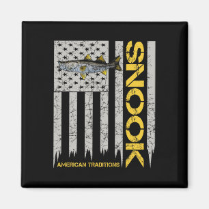 Aimant Pêcheur de snook - Drapeau américain de style vint