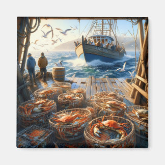 Aimant Pêcheurs à la Twilight ramassant des crabes