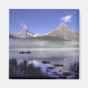 Aimant Pêcheurs en canoë sur le lac Waterfowl, Banff