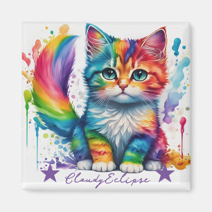 Aimant Peintre Arc-en-ciel en Kitty