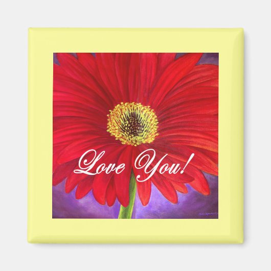 Aimant Peinture à fleur marguerite rouge - Multi (Devant)