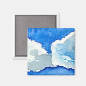 Aimant Peinture à l'aquarelle Deux Nuages (Recto/Verso)