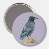 Aimant Peinture à l'aquarelle du corbeau (Recto/Verso)