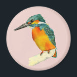 Aimant Peinture à l'aquarelle Kingfisher Bird<br><div class="desc">C'est un tableau aquarelle d'un oiseau de martin-pêcheur. Il est assis au bord d'une branche. L'oiseau a des couleurs vives. Orange et jaune sur son ventre et vert sur sa tête et ses ailes. Il regarde de côté.</div>