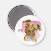 Aimant Peinture à l'aquarelle pour chien de tête Tilt Tit (Recto/Verso)