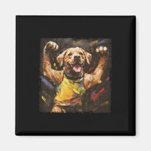 Aimant Peinture à l'huile colorée d'un chien labrador de