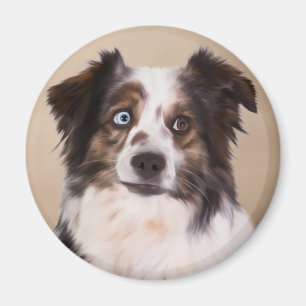 Aimant Peinture à l'huile de chien berger australien Art