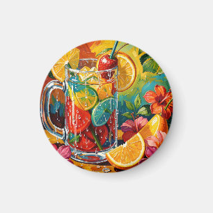Aimant Peinture à l'huile Impasto de Cocktail Tropical d'