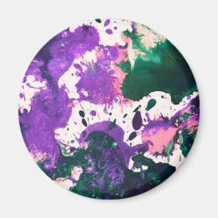 Aimant Peinture Abstraite couleur verte et mauve