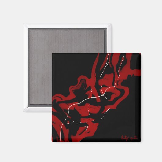 Aimant Peinture Abstraite Rouge Noir Blanc Pour Fluid Art (Recto/Verso)