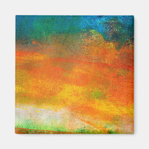 Aimant Peinture acrylique Abstraite multicolore orange et