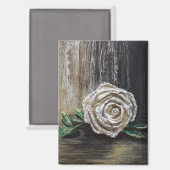 Aimant Peinture acrylique Rose Blanche  (Recto/Verso)