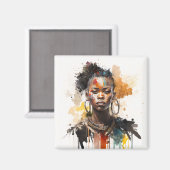 Aimant Peinture aquarelle, Belles femmes de la tribu afri (Recto/Verso)