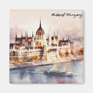 Aimant Peinture aquarelle de Budapest Hongrie vue panoram
