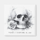 Aimant Peinture aquarelle de crâne avec des roses (Devant)