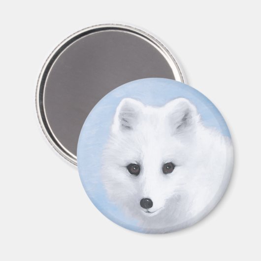 Aimant Peinture Arctic Fox - Art original de la faune (Recto/Verso)