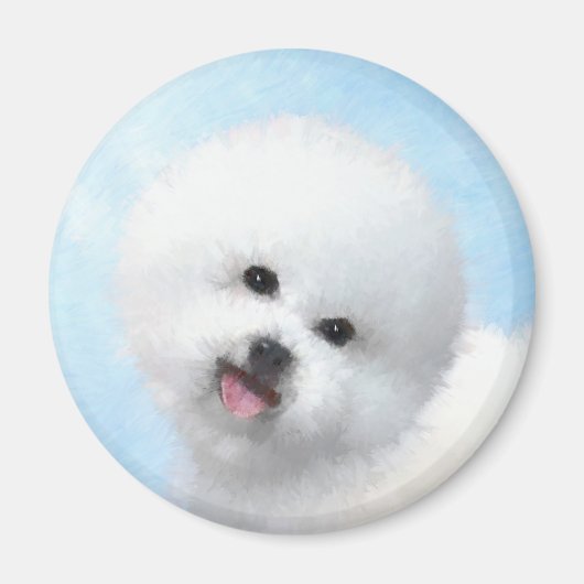 Aimant Peinture Bichon Frise - Cute Original Chien Art (Devant)