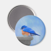 Aimant Peinture Bluebird - Art original pour oiseaux (Recto/Verso)